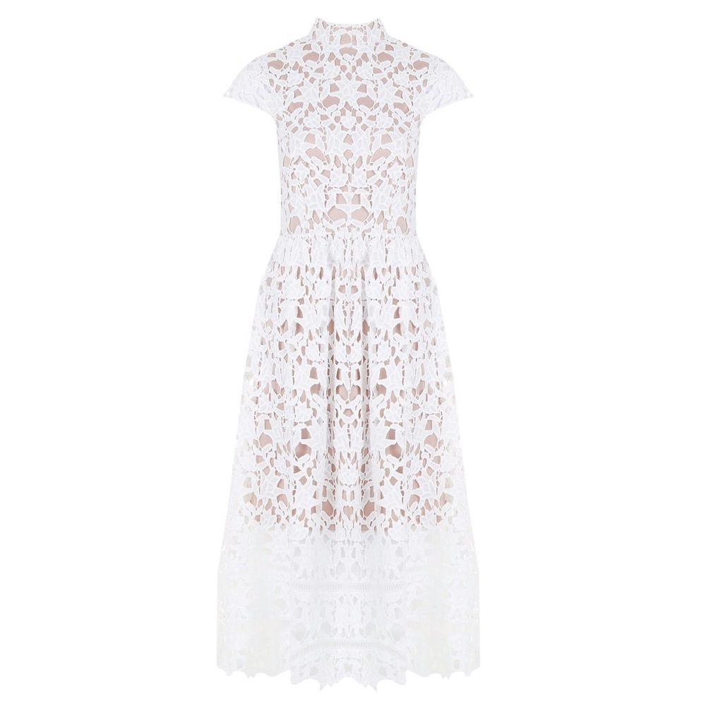 White lace midi dress